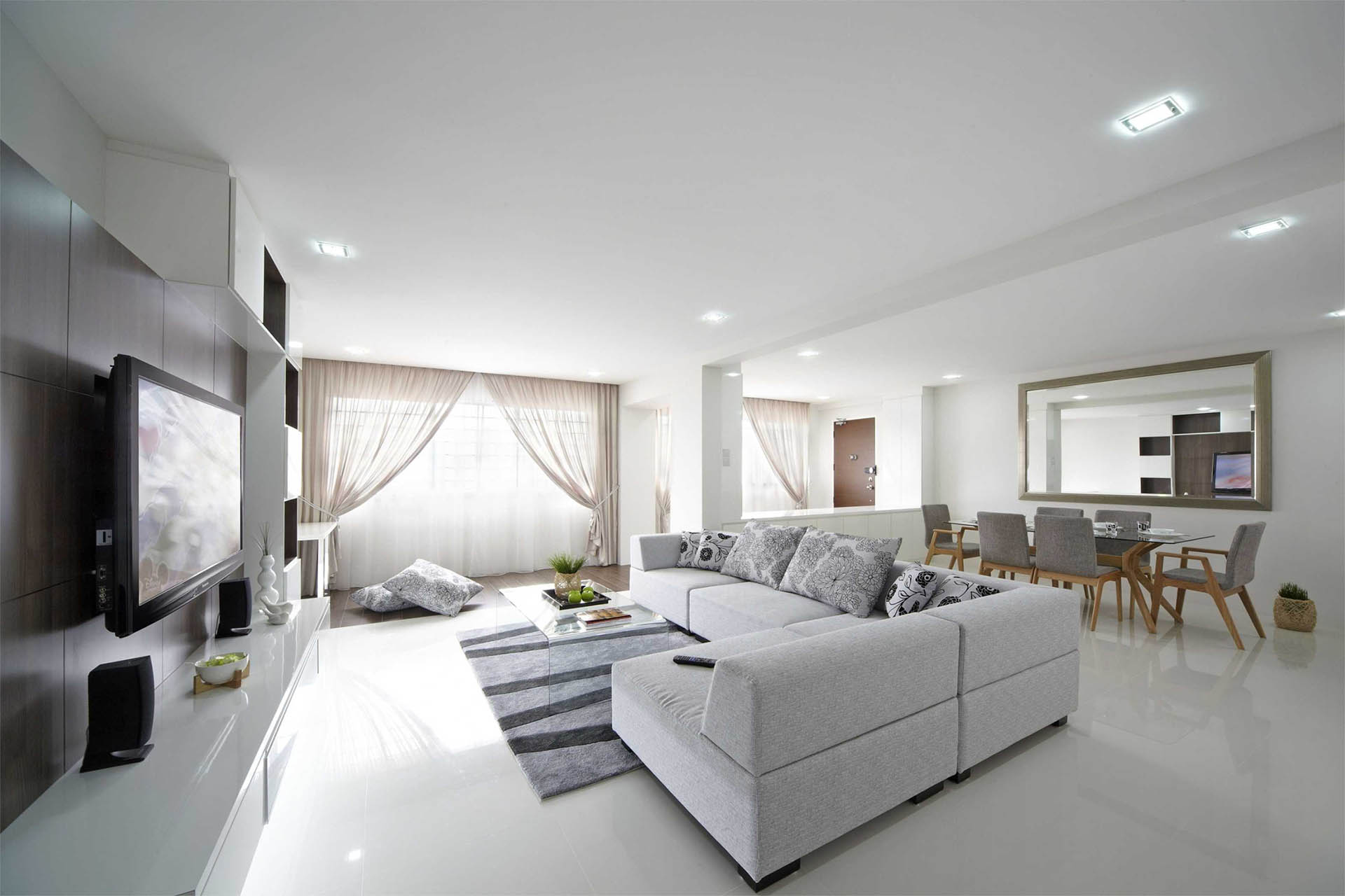 white ceramic tile living room